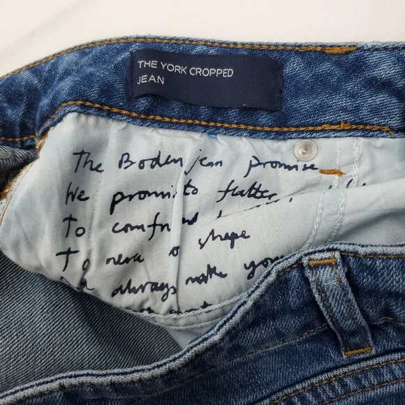 Boden The York  Cropped Blue Jeans Wide Leg High Waist Side Stripe Size 8? - Picture 9 of 11